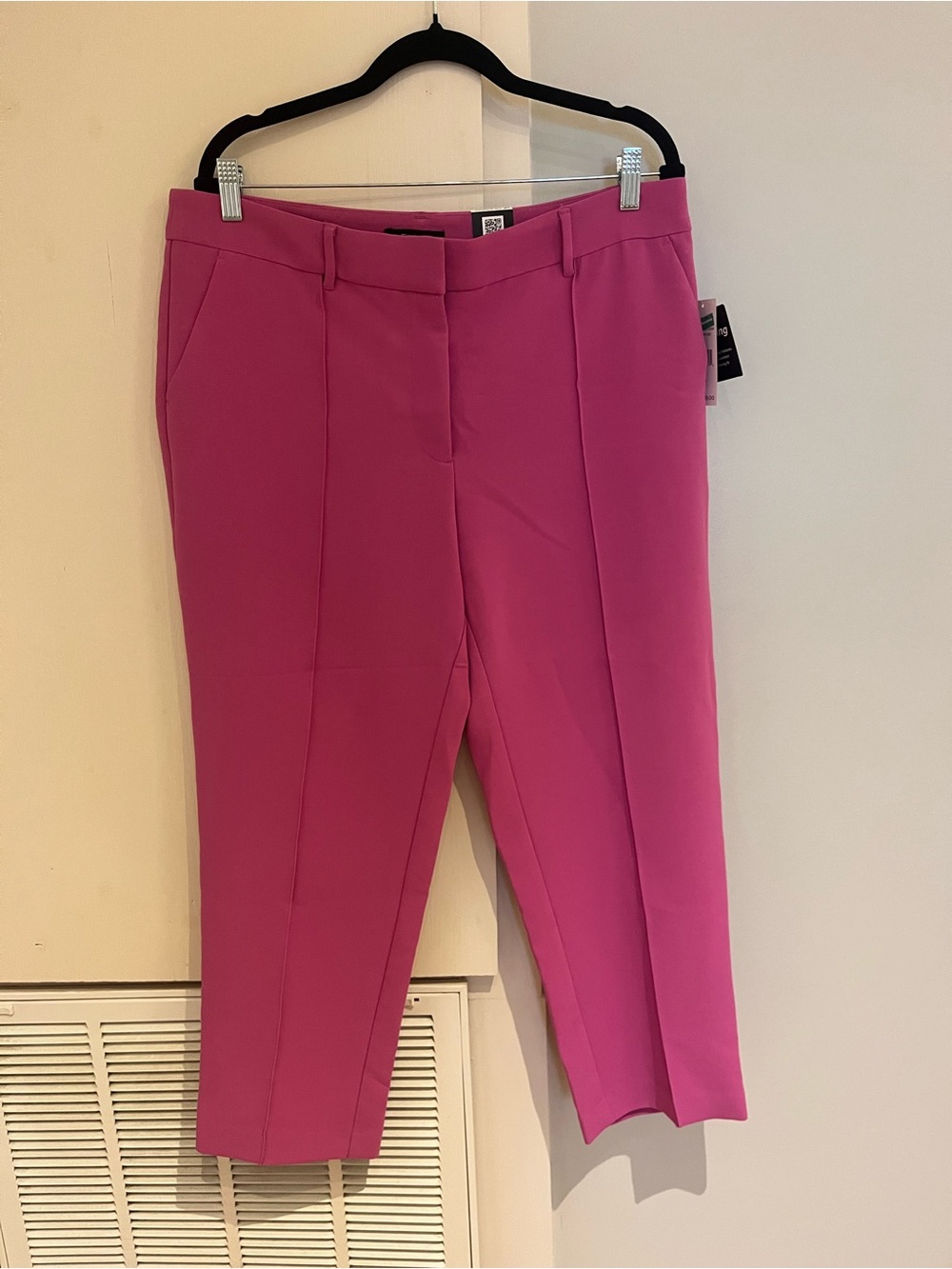Ella Fuchsia Pink Cropped Straight-Leg Dress Pants